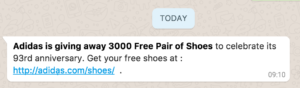 Adidas Shoes WhatsApp Message