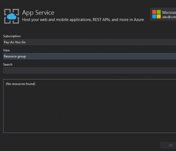 'No resources found' error when publishing to Azure App Service using ...
