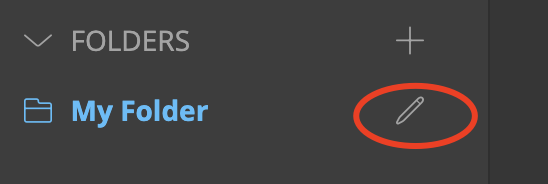 Bitwarden folder row showing the hover-only pencil icon used to rename a folder