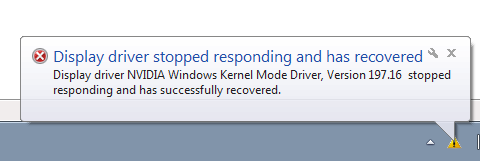 Display driver stopped responding and has recovered